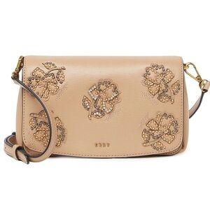 NWT! DKNY Paige Floral Leather Embellished Crossbody Bag